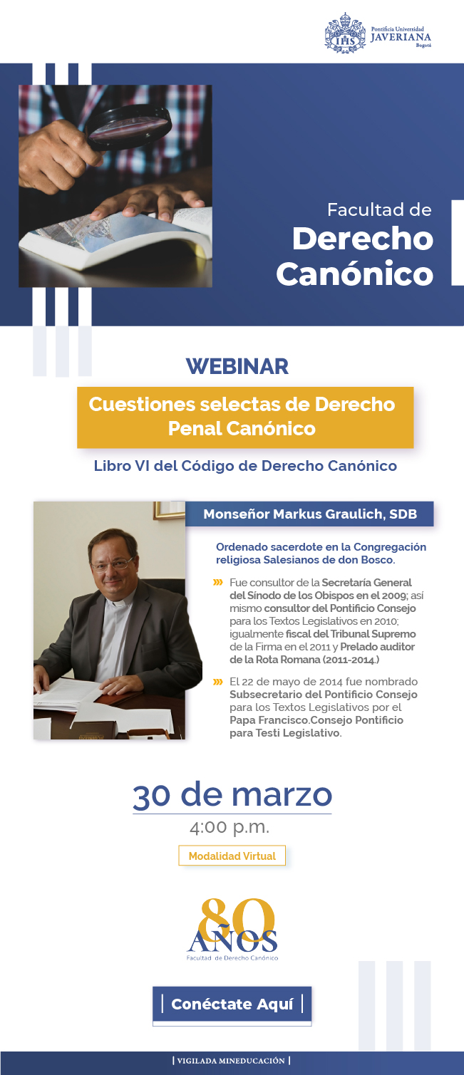 Evento: Cuestiones selectas del Derecho Penal Canónico Pontificia Universidad Javeriana
